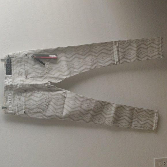 🆕 Rock and Roll Denim White & Gray geometric pattern Cotton skinny jeans_24x32 - Picture 2 of 10